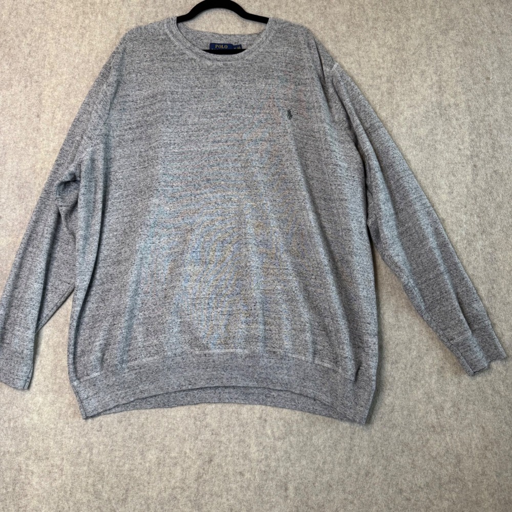 Polo Ralph Lauren Crewneck Sweatshirt Mens 4XL Tall Gray Cotton Knit Pony Logo